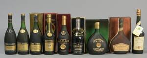 Samling cognac armagnac m.m. bl.a. Carte Noire Extra Renault m.m. 9