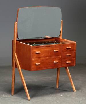 Dansk møbelproducent. Toiletmøbel, teaktræ, 1950`erne