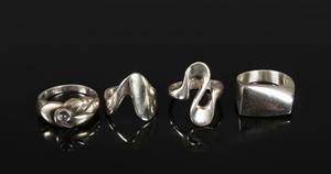 Georg Jensen - fire ringe af sterlingsølv heraf én med månesten 4