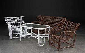 Par lænestole, sofa og bord af bambus, 1940erne, dansk møbeldesign 4