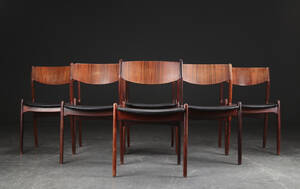 Dansk møbelproducent. Sæt på 6 stole af palisander 196070 erne 6