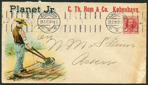 AFA 55 1907. Frederik VIII, 10 Øre, rød på utrolig flot reklamekonvolut. Annulleret Kjøbenhavn B.B.B. 30.5.1912.