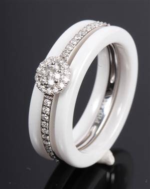 Ceramic Collection. Samlering m diamanter, 14 kt rhodineret guld 3