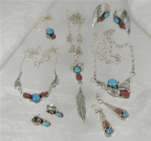 Konvolut Indianerschmuck mit Türkis und Koralle 10