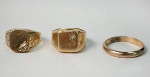 Ringar, 3 st 18K guld, vikt ca 9 gr