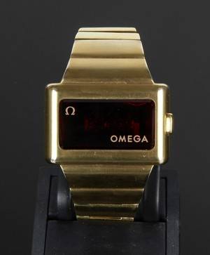 Slutpris för Omega Time Computer. Vintage herrearmbåndsur,