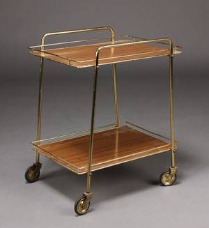 Serveringsvogn, messing, 195060erne