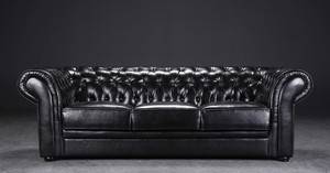 Tre-pers. Chesterfield sofa, sort