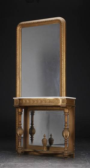 Stort Louis Philippe spejl med tilhørende konsol, 1800-tallet 2