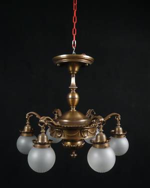 Deckenleuchte, Jugendstil, 6-flammig