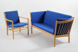 Erik Ole Jørgensen, to pers. sofa samt armstol, bøg 2