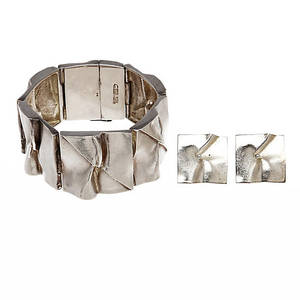 BJÖRN WECKSTRÖM. Armband och örhängen,sterling silver, Moonbridge Finland, 1970 och 1971.