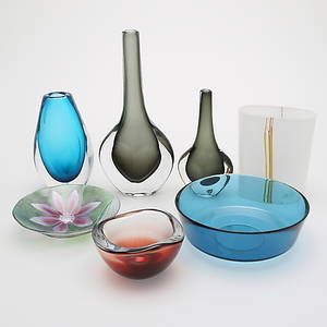 KONSTGLAS, 7 delar, Orrefors, Kosta Boda, Målerås.