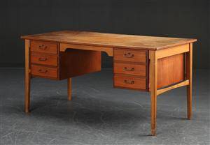 Skrivebord, teak og eg, dansk møbelproducent, 1950-1960erne