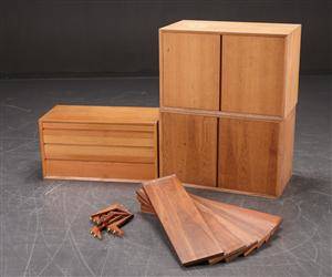 Poul Cadovius. Div. dele til væghængt reolsystem, teak, valnød og palisander, model Cado 19