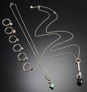 Samling sølvsmykker, Georg Jensen samt Spinning jewelry 8
