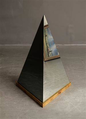 Spegel Pyramid Italiensk 3-färgat spegelglas 70-tal