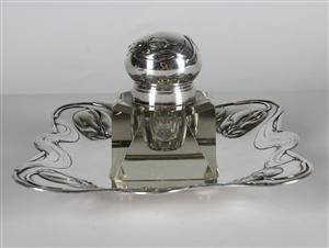 Bläckhorn med fat, jugend, silver, 1907