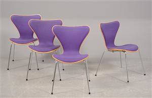 Arne Jacobsen - Fire stole model 3107 med forsidepolstring 4