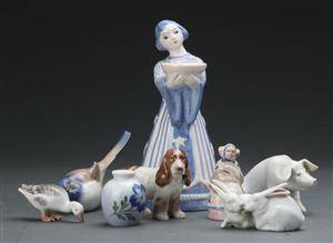 Samling figurer Royal Copenhagen, L.Hjorth og BG 8