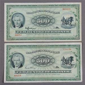Danmark. 500 kr. Plovmand 1963 og 1967 - Sieg 138, DOP 147, Pick 47 2
