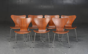 Arne Jacobsen, 7 stole, model syveren 3107 i teak. 7
