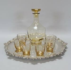 Karaff samt 6 st. starkvinsglas, Eda glasbruk, 1900-talets mitt