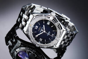Breitling Callisto 8 Ans. Midsize herreur i stål med sort skive, 2000erne