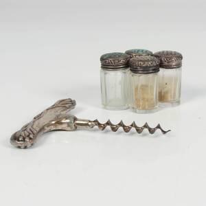 SALT PEPPARKAR med silver topp, korkskruv, nysilver