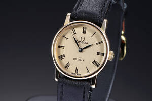Omega De Ville. Vintage dameur i forgyldt stål med champagnefarvet skive, ca. 1978
