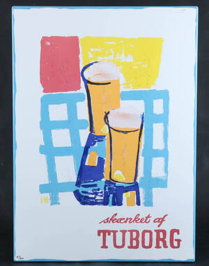 Tuborg. Emaljeskilt, Skænket af Tuborg, ca. 1960