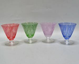 4 st. cocktailglas, Stripe Bengt Orup, Johansfors glasbruk 1950-tal