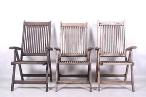 DÄCKSTOLAR, 3-stycken, teak, Scandinavian design, Jutlandia.