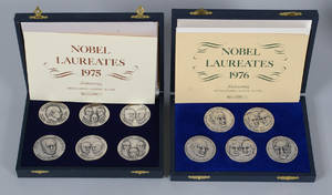 Medaljsamling, Nobel 1974-1977, 4 etuier