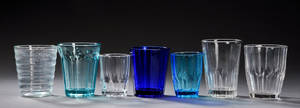 Syv vandglas af presset glas. Fyens Glasværk og Kastrup. 7