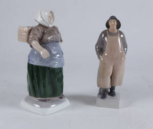 Royal Copenhagen og BG Fiskerkone figur af porcelæn af Kai Nielsen nr. 1702 A og Fisker. nr. 3668. 2