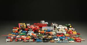 Tekno, Corgi, Dinky, Husky, Britains m.fl.En samling modelbiler ca. 65