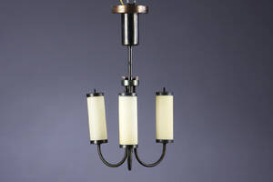 Lysekrone pendel, bruneret messing og glas, ca. 1930erne