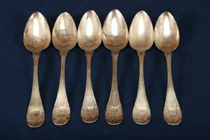 SKEDAR, 6 ST, SILVER, OIDENTIFIERAD MÄSTARE, STÄMPLADE G.EKSTRÖM, 1830, VIKT 270 GRAM