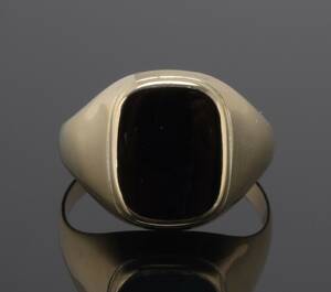 Vintage herrering med onyx, 8 kt. guld