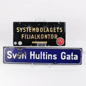 SKYLTAR Sytembolagets Filialkontor samt 1 emaljskylt