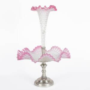 BORDSUPPSATS, nickel och glas, 1800-1900-tal