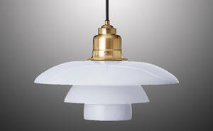Poul Henningsen Louis Poulsen. PH 3½-3 pendel, Special Edition opal, messing. Nummerbevis