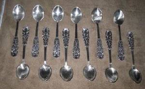 Kaffeskedar Dala 12st i äkta silver