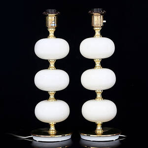 BORDSLAMPOR, 1 par, mässing och glas, AB Stilarmatur, Tranås, 1900-talets andra hälft.