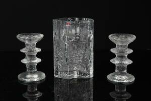 TAPIO WIRKKALA, vas, Pinus, samt TIMO SARPANEVA, ljusstakar, ett par, Festivo, Iittala