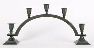 Just Andersen 1884-1943 Fem-armet lysestage af discometal