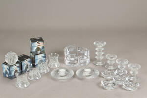 Samling glas, Piet Hein, Orrefors, Kosta boda og Itala, Utzon 22