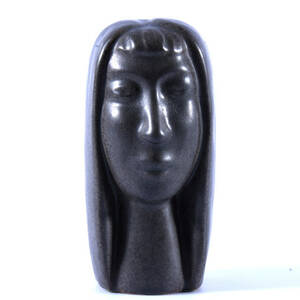 SKULPTUR, stengods, flickansikte, Åke Holm, 1950-tal.