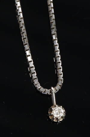 Diamantvedhæng, 14 kt hvidguld, 0.10 ct